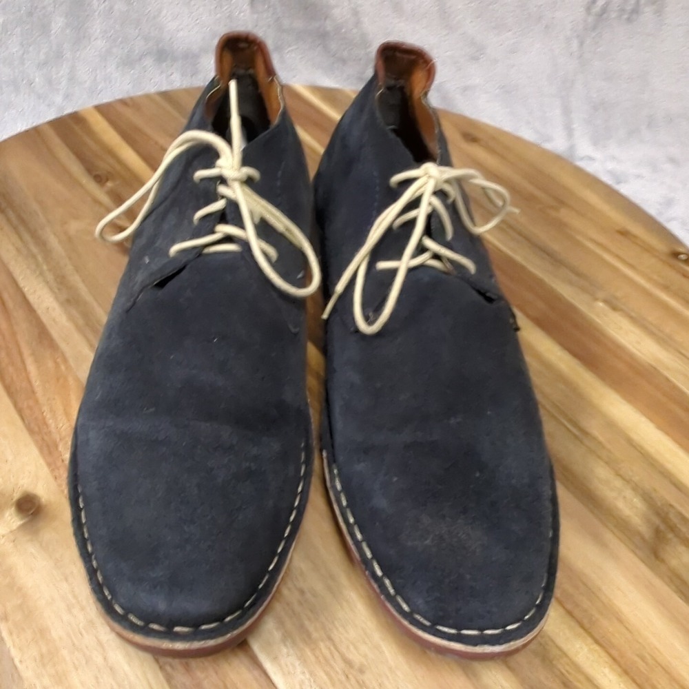 Kenneth Cole Reaction Navy Dark Blue Suede Leather Chukka Ankle Boots US Sz 12.5 - Picture 5 of 11